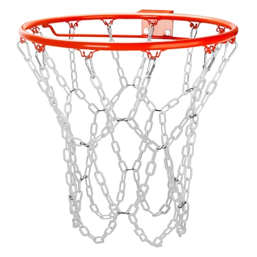 Basketball Net Replacement Heavy Duty,Resin Material, Anti-Rust Use Indoor Outdoor Standard 12-Ring Basketball Hoop - style: White