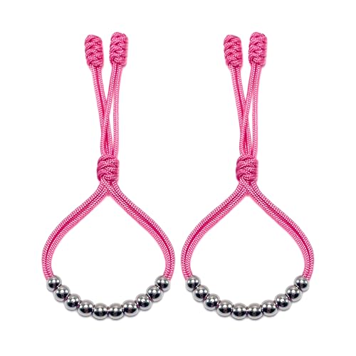 Pack of 2 Golf Glove Bead Stroke Counter, 10 Stainless Steel Beads Score Counter for Gloves, Stroke Count Resizable Easy to Adjust Golf Round Scoring Tracker Accessory - color: Pink