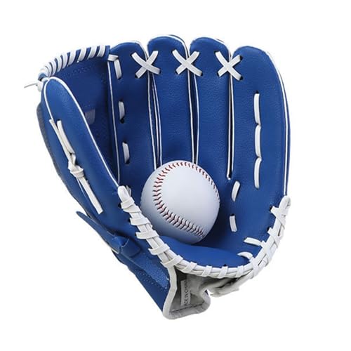 10.5/11.5/12.5 Inch Synthetic Leather Baseball Mitt - Left Hand Deep Pocket Design for Infield Practice, Beginner Softball Glove - color: Blue, size: Large