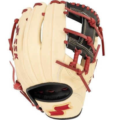 SSK Z5 Craftsman Infield Baseball Glove – 11.25” - 11.5” - 11.75” - 12” – Right & Left Hand Throw - color: Camel/Black/Maroon, size: 11.5" - Right Hand Throw