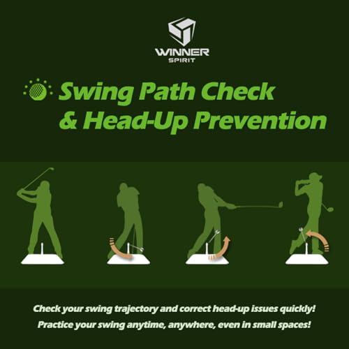 WINNER SPIRIT Real Swing 300 Golf Swing & Hitting Trainer, True Impact, Checking Path After Swing Practice Mat Groover Training Aid, Height Adjustable