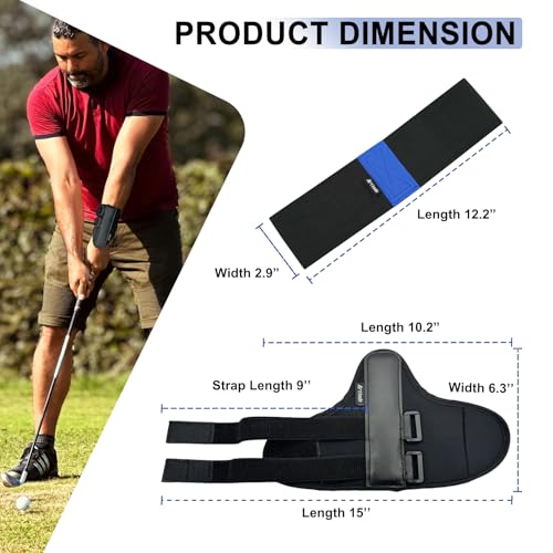 Golf Training Kit with Arm Band & Wrist Strap, Golf Swing Training Aid to Correct Wrist Angle and Develop Muscle Memory for Beginner Golfers