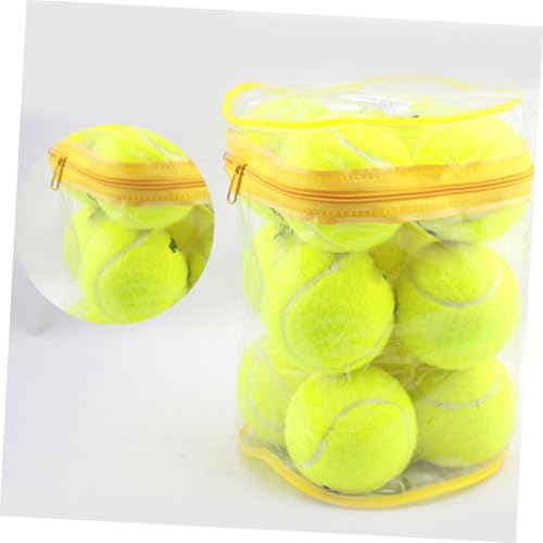 Happyyami 12pcs Pressureless Tennis Balls for Training and Practice Durable Felt for All Courts Tennis Machines and Outdoor Sports