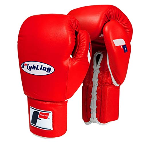 Fury Professional Lace Training Gloves - Lace Up Sparring Gloves for Boxing, Bag, and General Training - color: Red, size: 16 oz