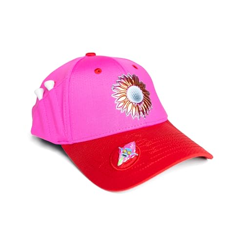 Ladies Adjustable Hats - Tee Holder with Tees & Bill Magnet with Ball Marker - 100% Custom Made - color: Galentines Bonk, style: Center