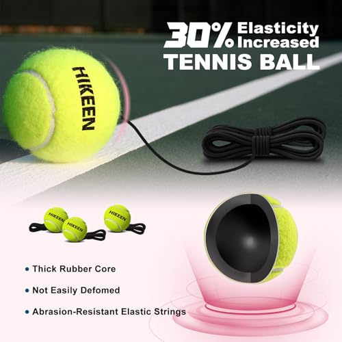 Hikeen Premium Tennis Trainer Rebound with Metal Base,Portable Solo Tennis Trainer Set with 3 Highly Elastic String Balls,Tennis Practice Equipment for Adult Kids an Beginners - style: Pink