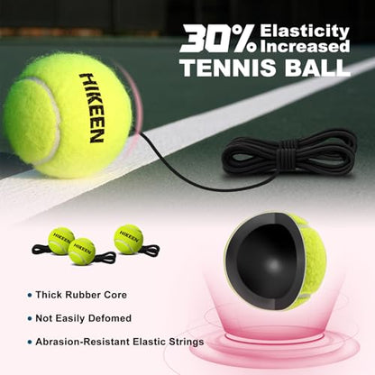 Hikeen Premium Tennis Trainer Rebound with Metal Base,Portable Solo Tennis Trainer Set with 3 Highly Elastic String Balls,Tennis Practice Equipment for Adult Kids an Beginners - style: Pink