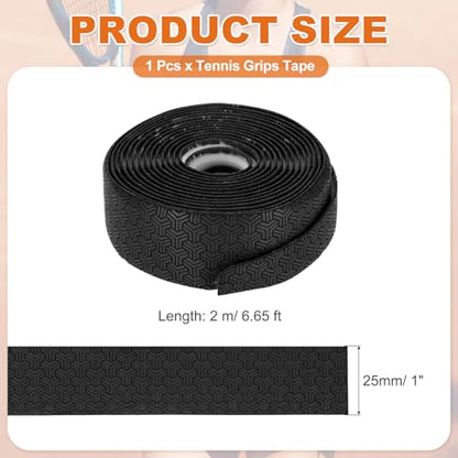 Tennis Racket Grip Tape, Anti-Slip Tennis Overgrip Stretchy - color: Black