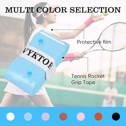 Tennis Racket Grip Tape, Ultra Thin Tacky Tennis Overgrip for Sweat Absorption & Control – Durable Anti-Slip Replacement Grip for Tennis, Badminton & Pickleball (3 Pack) - color: CAT BLUE