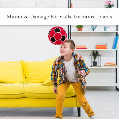 Linkidea Soccer Ball Size 4 for Indoor, Soft Soccer Ball for Inside House, Fun Soccer Gift for Kids with Pump (Black & Red), GOL1-07