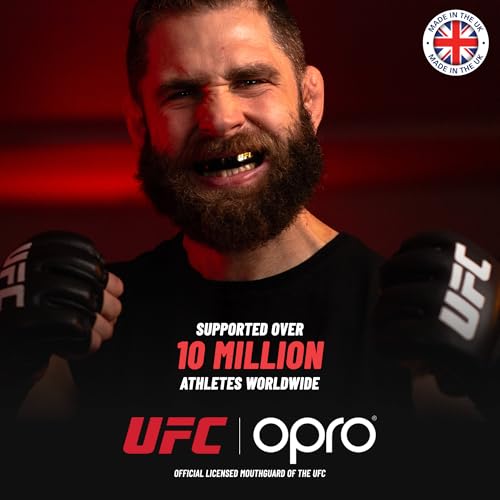 OPRO Instant Custom-Fit Mouthguard – Dentist Level Gum Shield Adult and Kids – OPRO Mouth Guard Boxing and MMA, Self-Fit Gum Shield Rugby – Maximum Protection with Dental Warranty (Sky Blue/White) - color: Sky Blue/White, size: Adult (10+)