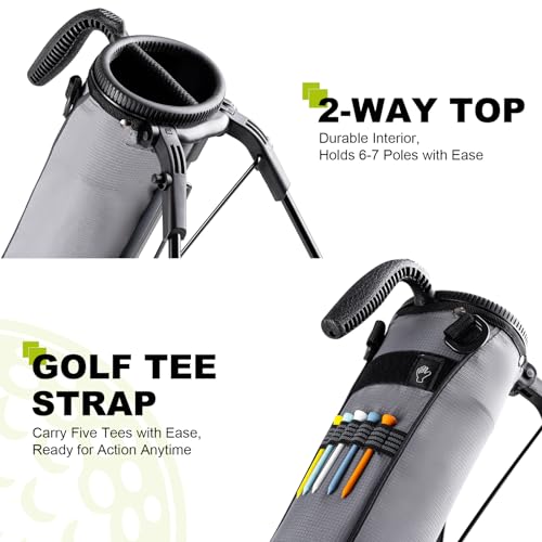 uniHimal Golf Lightweight Stand Carry Bag– Easy to Carry and Durable Pitch n Putt Golf Bag for The Driving Range, Par 3 and Executive Courses–31.5 inches Tall - color: Grey