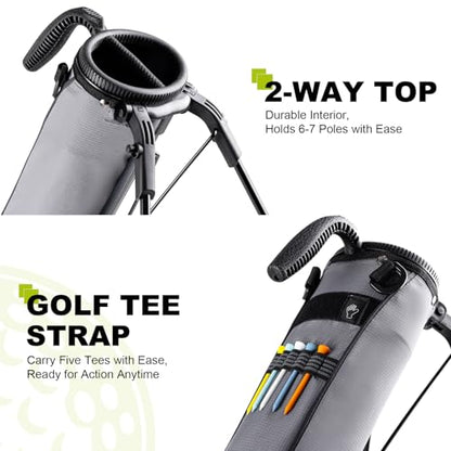 uniHimal Golf Lightweight Stand Carry Bag– Easy to Carry and Durable Pitch n Putt Golf Bag for The Driving Range, Par 3 and Executive Courses–31.5 inches Tall - color: Grey