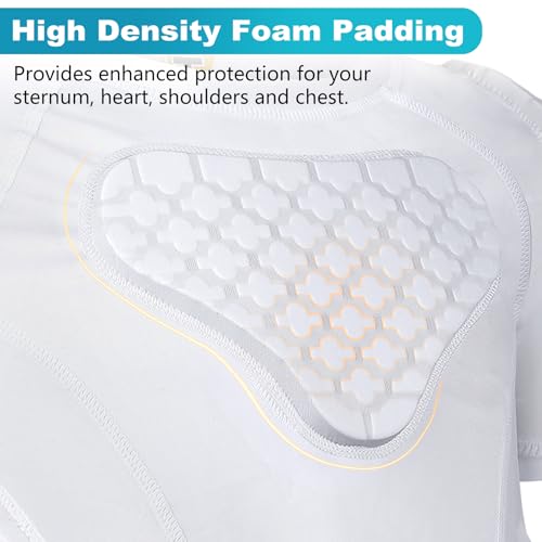 TUOY Youth Boys Padded Protective Shirts Paddded Compression Shirts for Football Paintball Baseball - color: White, size: Small