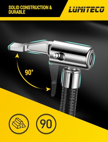LUMITECO Quick Connect Tire Chuck Hose, Tire Valve Extension Tube w/Presta Valve & Air Pump Ball Needle Set, Air Inflator Pump Hose with Air Chuck Adapter for Portable Air Compressor