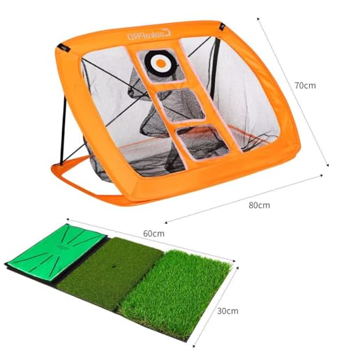 Golf Chipping Net Set,Pop Up Net with Durable Rubber Training Mat,10 Golf Tees,6 Practice Balls,6 Foam Balls and Carry Bag for Indoor & Outdoor Game