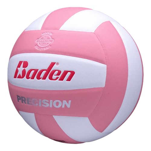 Baden | Precision | Official Size + Weight Entry Level Youth Indoor Volleyball | PU Composite, Extra Foam Backing, Reduce Sting - color: Pink