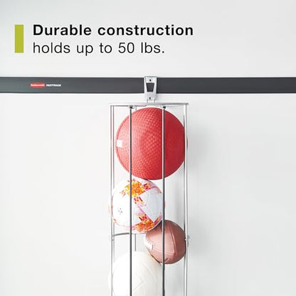 Rubbermaid Garage FastTrack Vertical Ball Rack Satin Nickel Wall Mounted Storage System Holds up to 50 pounds for Home/Garage Silver