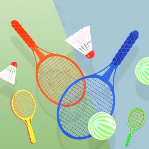 Tennis & Badminton Set with Ergonomic Grip, Indoor Outdoor Play for Motor Skills Development Badminton Racket Kindergarten Toy