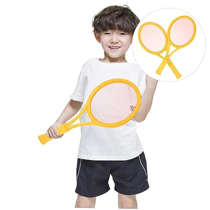 Outanaya 2Pcs Parent Outdoor Sports Racket Set Large Tennis Badminton Rackets for Includes Tennis Balls Badminton Shuttlecocks for Family Fun