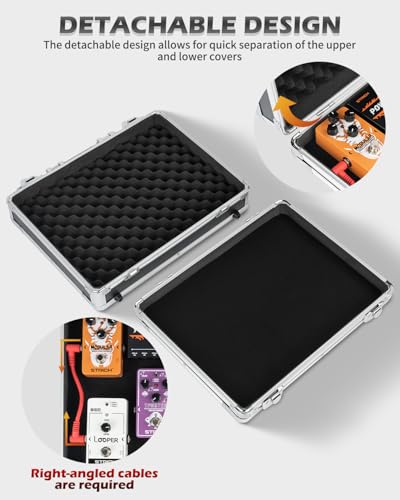 STRICH Guitar Pedal Case MINI+14, 14.96" x 11.02" x 3.94" Aluminum Locking Effect Pedal Case with Mounting Tape, Compatible with Single Pedals & Multi-Effects - size: MINI+ 14"