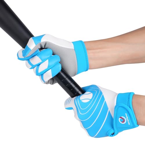 Youth Baseball Batting Gloves,Kids Super Grip Softball/Teeball Gloves for Boys and Girls - color: Blue/White, size: Youth XS/S(5.5-6in)