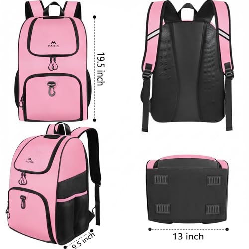 MATEIN Basketball Bag, Sturdy Soccer Bag with Ball Holder & Shoe Compartment, Large Basketball Backpack for Training Equipment, Water Resistant Sports Ball Backpack Fits Volleyball Football, Colorful - color: Black Pink - Large