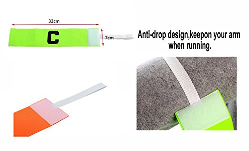 Captain's Armband Soccer Football Rugby Captain Armbands for Youth and Adult,Anti-Drop Design - Pack of 6 - color: Green,Pink