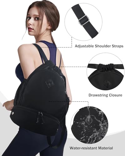 RHDZO Drawstring Backpack Gym Backpack with Shoe Compartment for Men Women String Sports Bag with Wet Pocket Cinch Swim Beach Bag, Large Black - color: Large Black