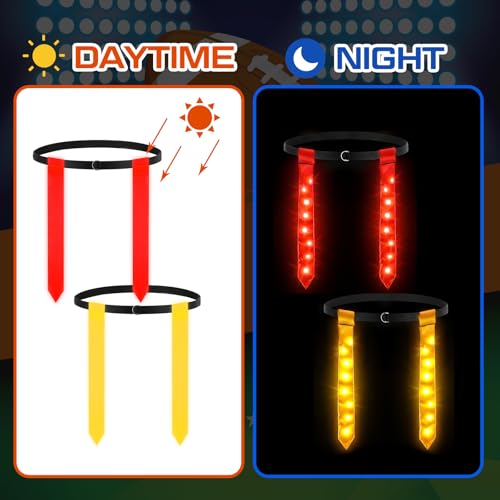 Libima LED Flag Football Belts Set Glow in The Dark Light up Adjustable Capture Flag Outdoor Beach Games Football Party - color: Yellow and Red