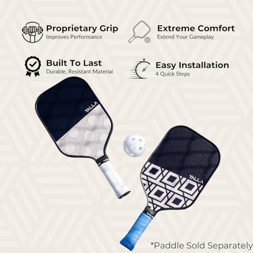 Pickle Grips Pickleball Paddle Grip Tape - Overgrip Grip Wrap for Pickleball Racket - Moisture Wicking Paddle Grip Wrap (2 Pack) - color: White