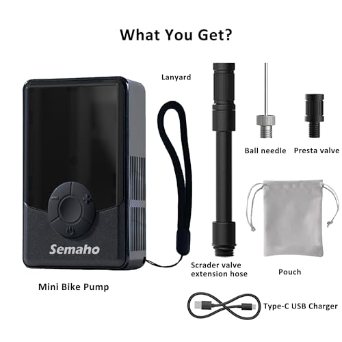 Electric Mini Bike Pump with 130PSI Gauge, Portable Bicycle Air Pump with Presta and Schrader Valve, Auto-Stop Fast Inflation Mini Air Pump for E-Bike, MTB, and Road Bike Tires