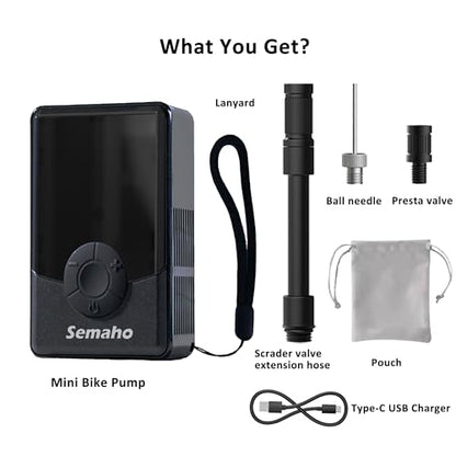 Electric Mini Bike Pump with 130PSI Gauge, Portable Bicycle Air Pump with Presta and Schrader Valve, Auto-Stop Fast Inflation Mini Air Pump for E-Bike, MTB, and Road Bike Tires