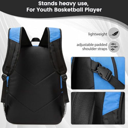 Basketball Backpack - Large Sports Equipment Bag with Ball Holder & Shoe Compartment for Basketball. (blue) - color: Blue