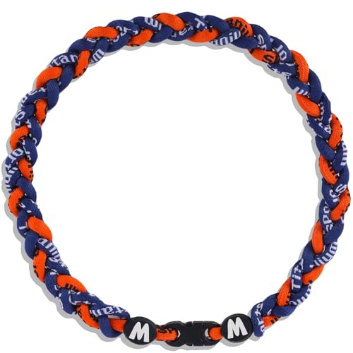 Willtok Premium 18inch Baseball Necklace w/Nylon Tri-Braided Rope Tornado Design - color: Navy Orange