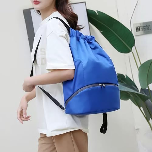 Soccer Bags, Waterproof Drawstring Gym Backpack for Baskestball Rugby Volleyball Yoga, Large Capacity Sports Bag - color: Blue