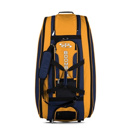 Boombah Beast Rolling Bat Bag - Multiple Color Options - Holds 8 Bats, Glove and Shoe Compartments - color: Navy/Gold_C23