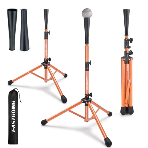 Heavy Duty Baseball and Softball Portable Travel Batting Tee.Adjustable Height|Portable|Collapsible. Baseball Hitting Tee for Any Age Player Practice - color: Orange Tee