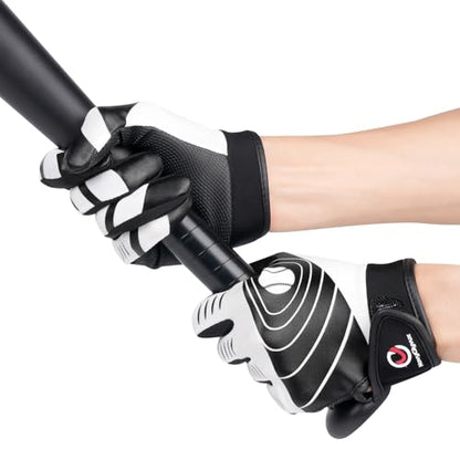 Youth Baseball Batting Gloves,Kids Super Grip Softball/Teeball Gloves for Boys and Girls - color: Black/White, size: Youth M/L(6-6.5in)