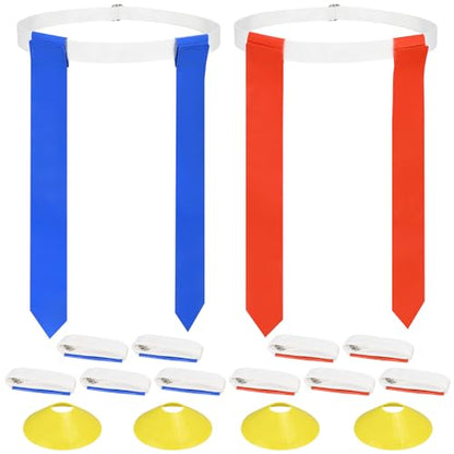DkOvn Flag Football Set, Flag Football Belts with Flags, Easy Tear Away Belt for Youths, Adult Players of Flag Football - color: 10pcs(5 Blue+5 Red)