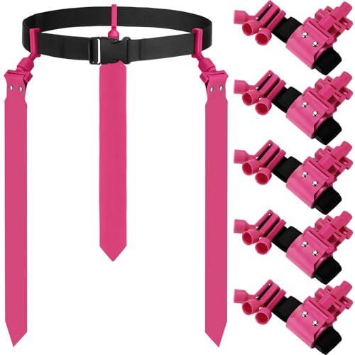 Hungdao 10/12 Players Flag Football Belts and Flags Adjustable Football Belts for Kids Teens Adults Team Training Sport Event - color: Hot Pink