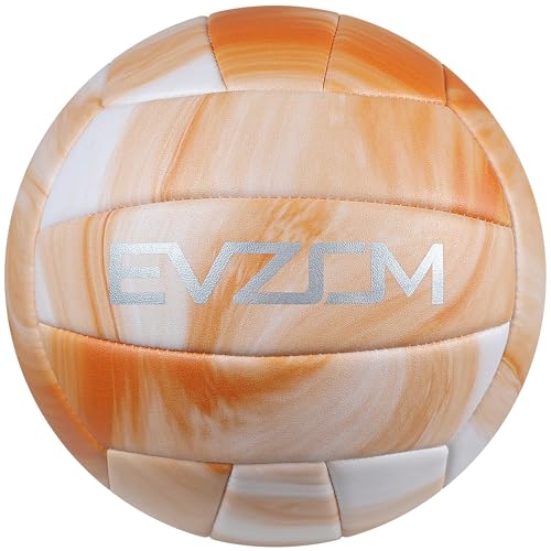 EVZOM Super Soft Volleyball Beach Volleyball Official Size 5 for Outdoor/Indoor/Pool/Gym/Training Premium Volleyballs Equipment Durability Stability Sports Ball - color: Orange