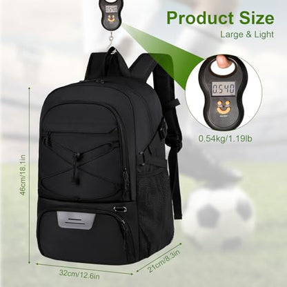 Youth Soccer Bag Unisex, Soccer Backpack with Ball Compartment, Waterproof Sport Equipment Bags for Volleyball Basketball Football, Sports Bags for Boys Girls