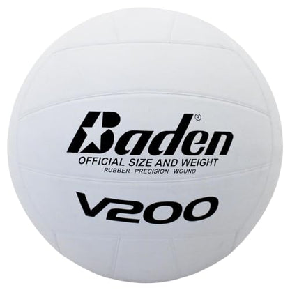 Baden V200 Rubber Volleyball | Durable All Purpose Volleyball | Perfect for Indoor and Outdoor Play | Suitable for All Ages | Official Size 5, Classic White Design - size: Official