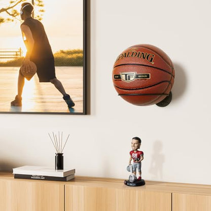 PUERSI Ball Holder Wall Mount Ball Stand Display Storage for Basketball Football Soccer Volleyball - color: Metal-Black-2 Pack