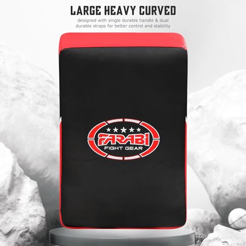 Farabi Sports Kick Shield 20.5 inches Large Curved Muay Thai Kicking Shield Strike Pad MMA Punching Foot Target Boxing Training Kick Pad Martial Arts Karate Taekwondo Kick Pad X 1 Unit - color: Red Black