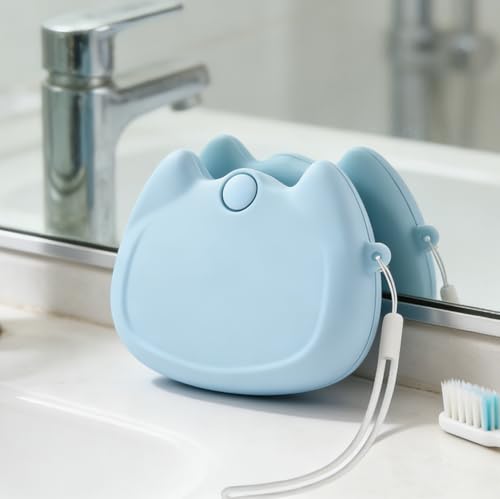 Silicone Retainer Case with Lanyard, WINDSIUUU Portable Cute Travel Retainer Holder Braces Aligner Case with Vent Holes Aligner Retainer Case for Women Travel Denture Night Guard Container - color: Blue
