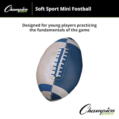 Champion Sports Soft Foam Mini Football, Blue/White, 8"