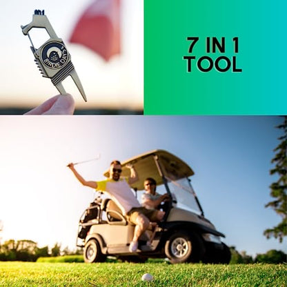 Ball Marker and Magnetic Divot Tool Gift Sets | Antique Silver or Brass Finish | 2 Markers | 1 Multi-Functional Golf Divot Repair | Bottle Opener | Groove Brush Cleaner | Premium Gift Box - color: Brass Set