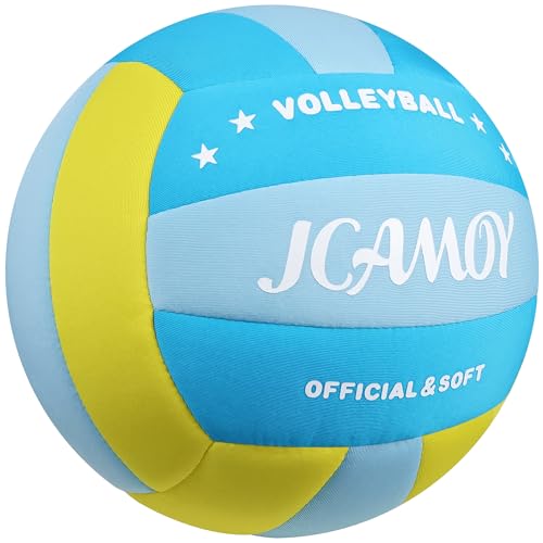 Soft Volleyball, Soft and Delicate to The Touch, Not Easy to Pill, Official Standard Size, Safe and Quiet, Perfect Choice for Family Training, Games and Gifts of All Ages - color: Blue Yellow